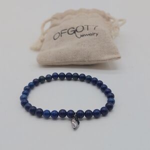 Lapis Blue Beaded Bracelet with Silver Charm Ofgott